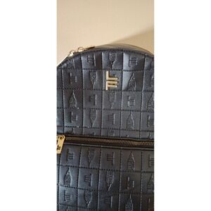 London Fog Collection Black Embossed Mini Backpack Big Ben Logo Gold Hardware